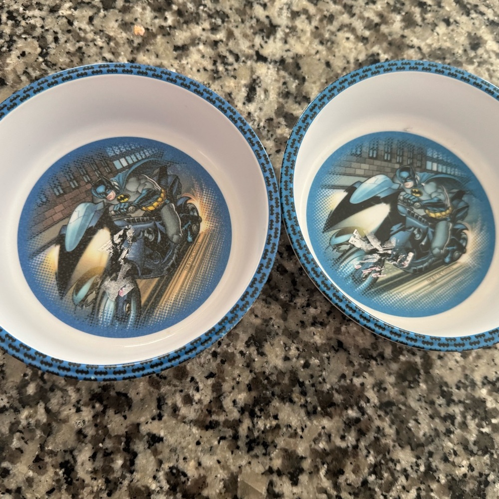 Lot of 2 Batman * Blue Superhero Themed Bowls